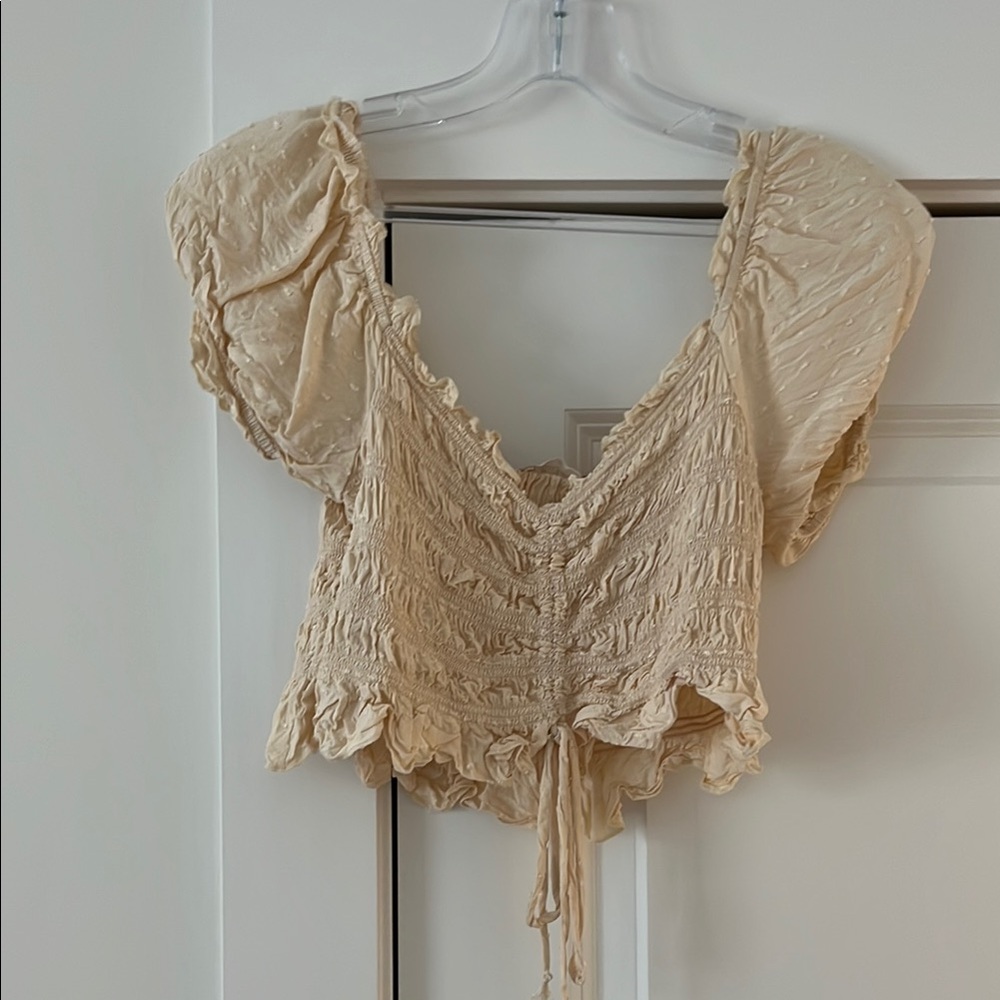 Cream Ruched Women's Top